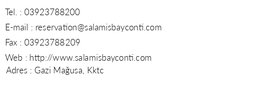 Salamis Bay Conti Resort Hotel telefon numaralar, faks, e-mail, posta adresi ve iletiim bilgileri